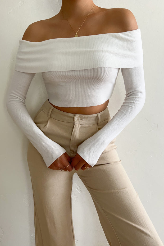 Helena Shoulder Top - White